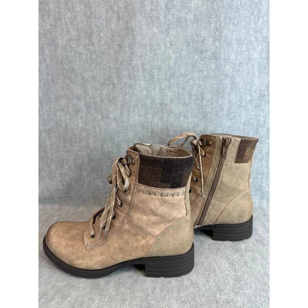 Earth Origins Womens 8M Tan Leather Lace Up Side Zip Combat‎ Ankle Boots - Picture 7 of 14